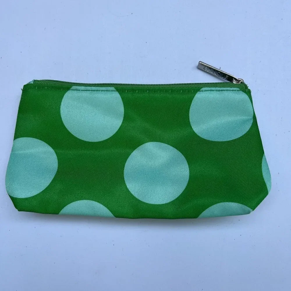 Clinique x Kate Spade Cosmetic Makeup Bag Green Polka Dot